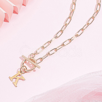 304 Stainless Steel Letter Pendant Necklaces NJEW-LP0001-52K-G-1