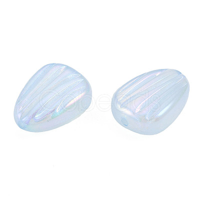 Rainbow Iridescent Plating Acrylic Beads OACR-N010-079-1