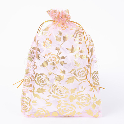 Rose Printed Organza Bags X-OP-R021-13x18-01-1