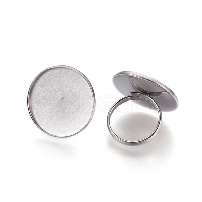 Tarnish Resistant Adjustable 304 Stainless Steel Finger Rings Components STAS-I097-092P-1