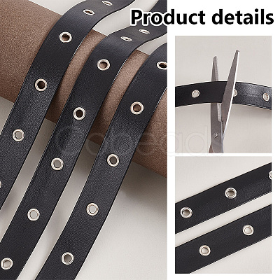 Imitation Leather Ribbon with Platinum Plated Brass Eyelets OCOR-WH0078-136-1