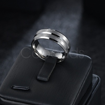 Grooved 201 Stainless Steel Finger Rings for Men WG2ADDA-13-1