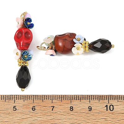 Dyed Synthetic Turquoise and Glass Beaded Pendants PALLOY-JF06046-1