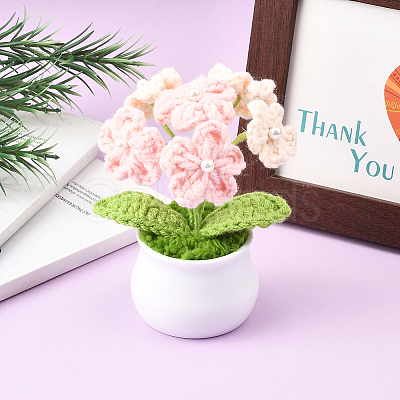 1Pc Hand Knitted Potted Plants Crochet Flower DJEW-SC0001-15E-1