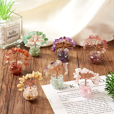 1Pc Natural Fluorite Chips Tree Decorations DJEW-TA0001-15F-1