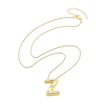 Brass & Plastic Pearl Letter Pendant Box Chain Necklaces for Women NJEW-U017-01G-26-1