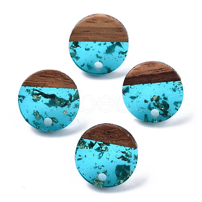 Transparent Resin & Walnut Wood Stud Earring Findings MAK-N032-007A-F01-1