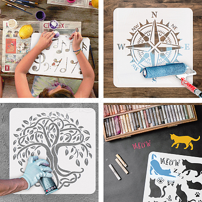 PET Hollow Out Drawing Painting Stencils DIY-WH0391-0199-1