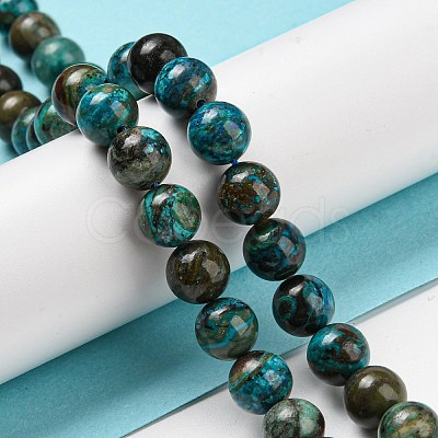 Natural Chrysocolla Beads Strands G-P503-8MM-05-1