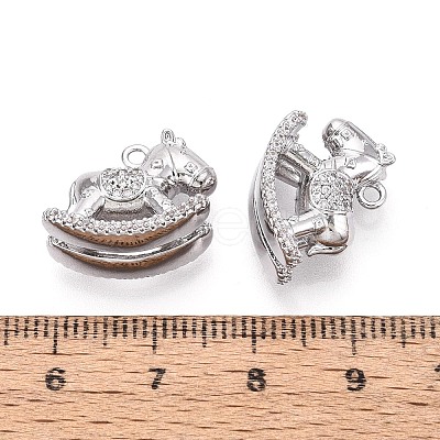 Brass Pave Clear Cubic Zirconia Pendants KK-T081-01P-1
