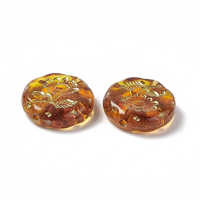 Golden Metal Enlaced Acrylic Beads OACR-H019-07-1