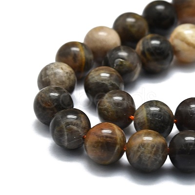 Natural Black Sunstone Beads Strands G-E576-01B-1