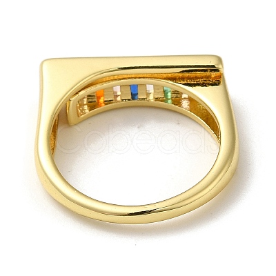 Rack Plating Golden Brass Micro Pave Clear Cubic Zirconia Finger Rings RJEW-M162-05G-01-1