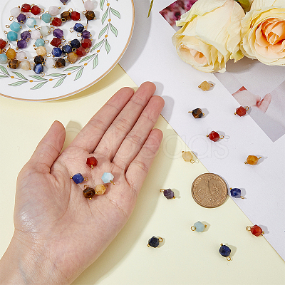 60Pcs Chakra Theme Natural Mixed Stone Charms FIND-HY0001-26-1