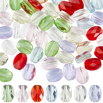 70Pcs 7 Colors Glass Imitation Austrian Crystal Beads GLAA-SC0003-24-1