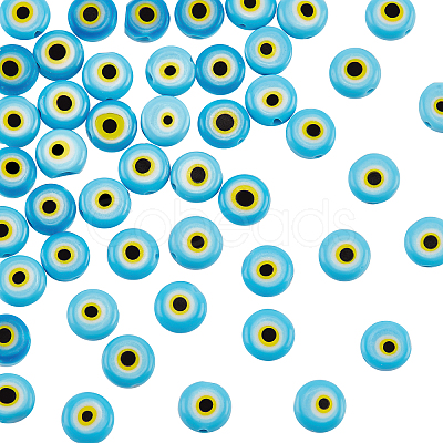 Handmade Evil Eye Lampwork Beads Strands LAMP-NB0001-60A-01-1