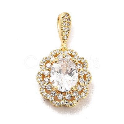 Brass Micro Pave Clear Cubic Zirconia Pendants KK-I695-024G-1