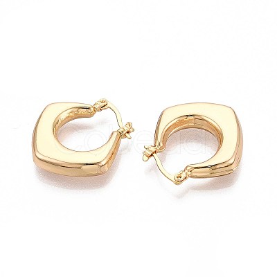 Rhombus Brass Hoop Earrings EJEW-T047-109G-1