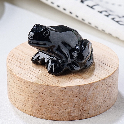 Natural Obsidian Carved Healing Frog Figurines PW-WG28161-18-1