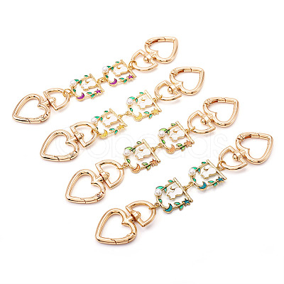 4Pcs 4 Colors Cat Back Shaped Alloy Enamel Heart Link Bag Strap AJEW-TAC00035-1