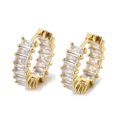 Brass Micro Pave Cubic Zirconia Huggie Hoop Earrings EJEW-K083-37G-B-1