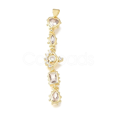 Brass Micro Pave Clear Cubic Zirconia Big Pendants KK-E802-18G-B-1