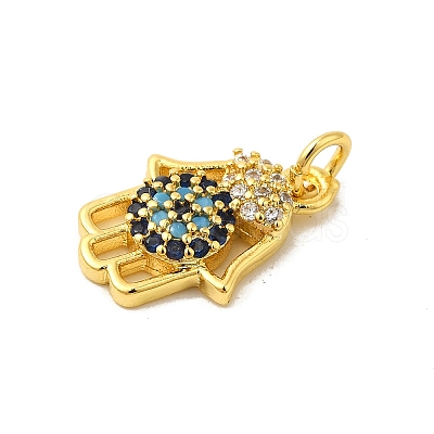 Real 18K Gold Plated Rack Plating Brass Micro Pave Cubic Zirconia Pendants Charms KK-S396-01J-1