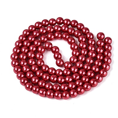 Baking Paint Pearlized Glass Pearl Round Bead Strands HY-Q330-8mm-51-1