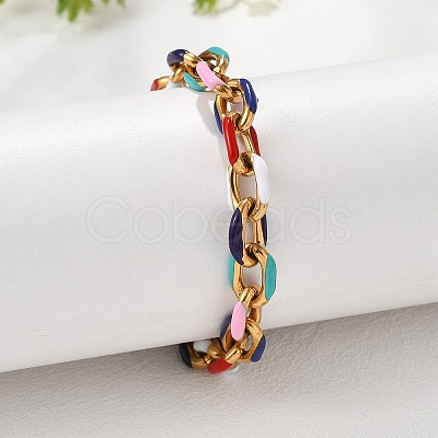 304 Stainless Steel Cable Chains Bracelets BJEW-P351-03G-1