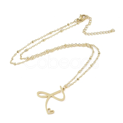 304 Stainless Steel Pendant Necklaces NJEW-H029-02G-R-1