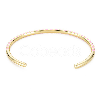 Twisted Brass Enamel Cuff Bangle BJEW-T020-02A-NF-1