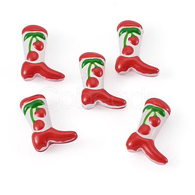 5Pcs Boot Baking Paint Glass Enamel Beads LAMP-TADJ0001-08H-1