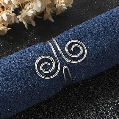 304 Stainless Steel Round Wrap Open Cuff Rings for Women Men RJEW-Z071-02A-P-1