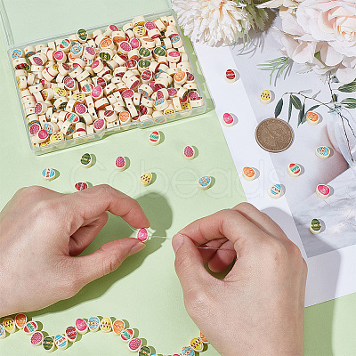 300Pcs Printed Handmade Polymer Clay Beads CLAY-UN0001-01-1