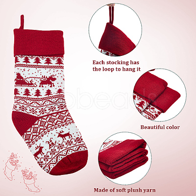 3Pcs 3 Styles Wool Yarn Knitted Hanging Christmas Stockings FEPA-SP0001-04A-1