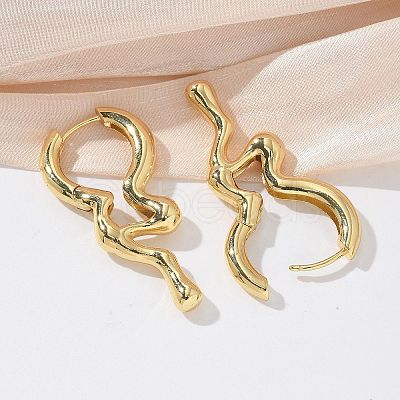 Rack Plating Brass Melting Drop Hoop Earrings for Women EJEW-Z019-19G-1