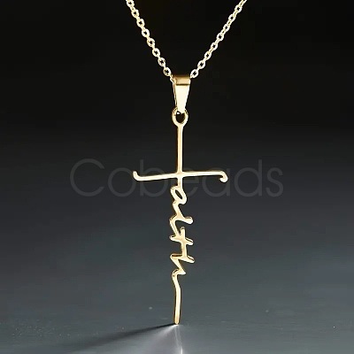 Faith Cross Alloy Pendant Necklaces for Women Men WG8C2EA-01-1