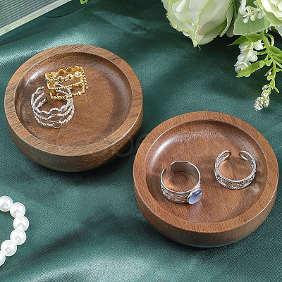Wood Flat Round Jewely Display Tray ODIS-WH20003-05B-1
