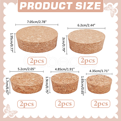 10Pcs 5 Styles Cork Bottle Stoppers AJEW-NB0006-07-1