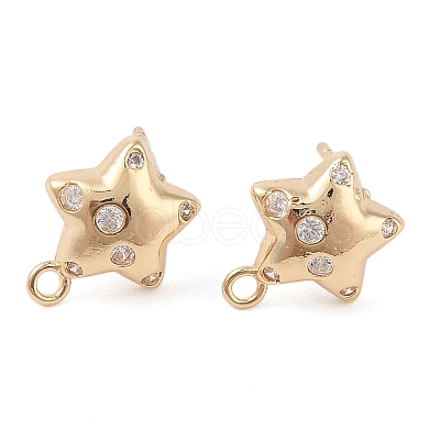 Brass Pave Clear Cubic Zirconia Stud Earring Findings LS-KK-N256-02G-E-1