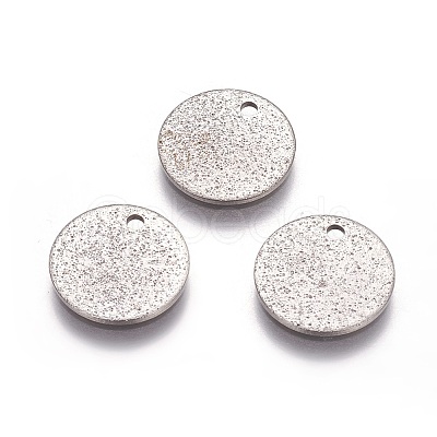 Non-Tarnish 304 Stainless Steel Textured Pendants X-STAS-I098-01-12mm-P-1