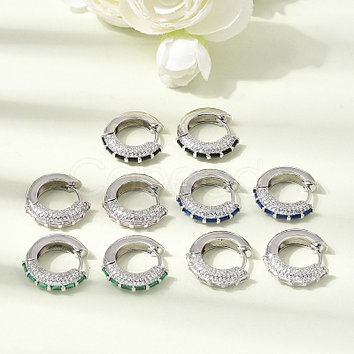 Brass Micro Pave Cubic Zirconia Hoop Earrings KK-CBA8324-22P-1