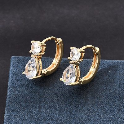 Brass Pave Cubic Zirconia Hoop Earrings KK-CBACA55-17G-1