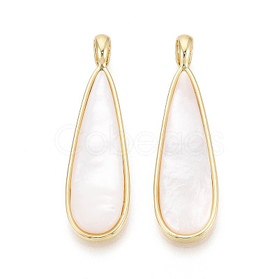 Natural White Shell Pendants X-KK-T073-65B-1