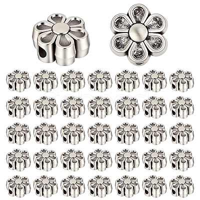 6 Starnds Tibetan Style Flower Alloy Bead Strands TIBEB-ME0001-12-NR-1