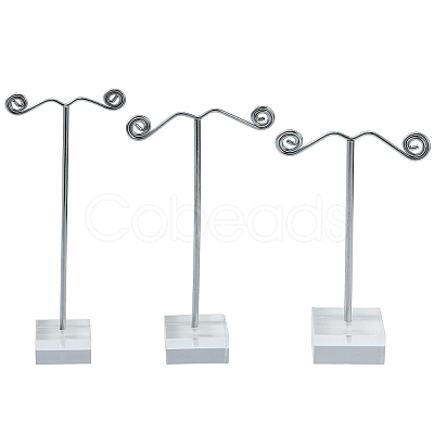 3Pcs T Bar Earring Organic Glass Displays Sets EDIS-G012-01-1