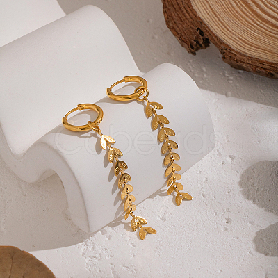 304 Stainless Steel Wheat Tassel Hoop Earrings LS-ID4958-1-1