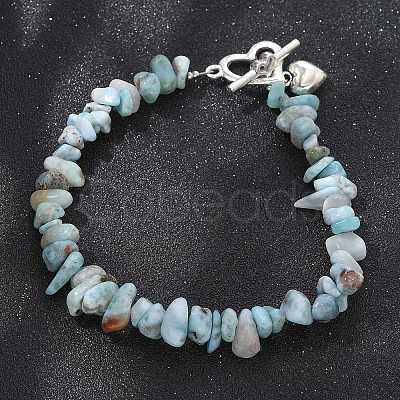 Natural Larimar Beaded Bracelets X-BJEW-JB02681-01-1
