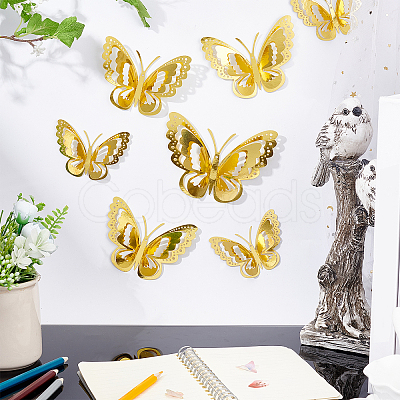 3Sets 3D Butterfly PVC Mirrors Wall Stickers DIY-CN0001-86C-1