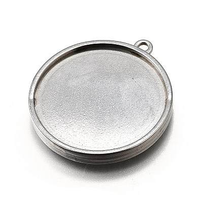 304 Stainless Steel Pendant Cabochon Settings STAS-S181-02P-B-1